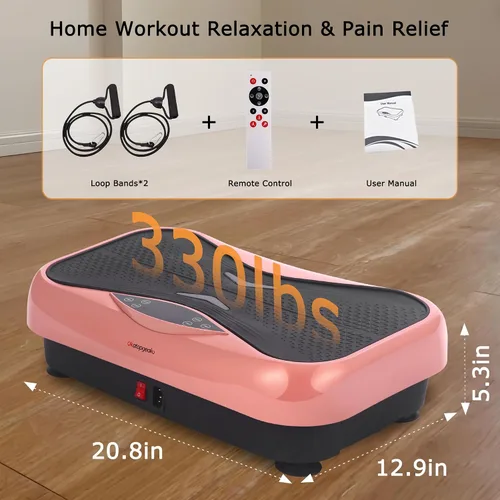 Miniatura 6 de Whole Body Vibration Plate Exercise Machine – Power Vibrating Plate for Lymphatic Drainage Weight Loss, Shake Plate Exercise Platform with Touch Rosa