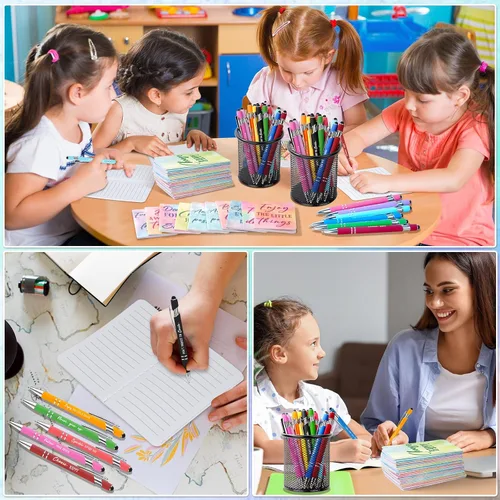 Miniatura 8 de Juego de 96 bolígrafos motivacionales de acuarela a granel, bloc de notas inspiradoras, cuadernos de bolsillo con cita motivacional, bolígrafos