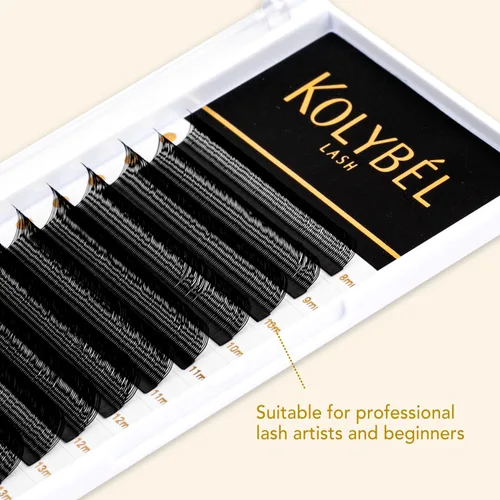 Miniatura 7 de KOLYBEL Extensiones de pestañas en U 2D UU 0.07 C, rizo C tejidas a mano, en forma de U, pestañas Easy Fan de 0.315-0.591 in, volumen ruso