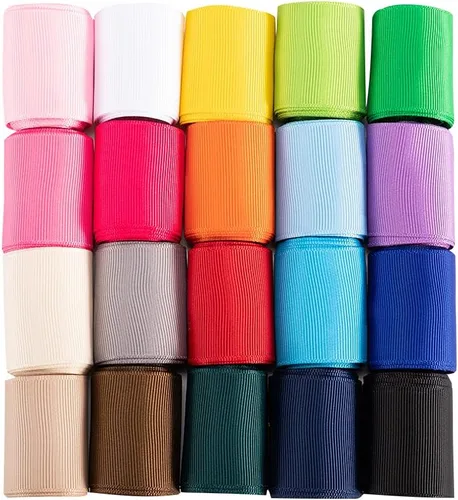 UnionJoy Cinta de grogrén de 1-1/2 pulgadas perfecta para lazos, manualidades, boda, arreglo floral, surtido de 20 colores, cinta de 1.5 pulgadas x