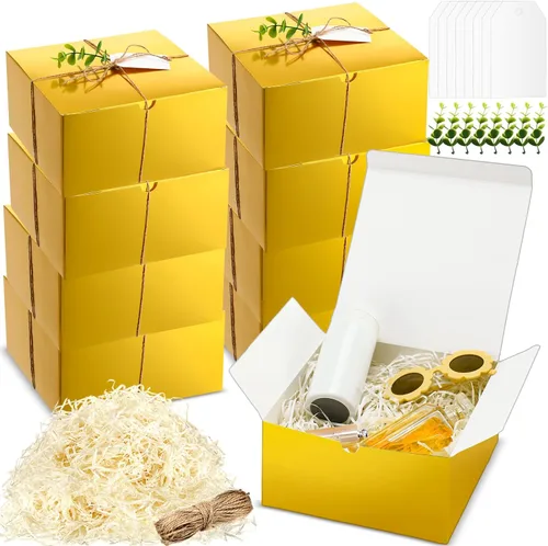 Miniatura 18 de Crtiin Juego de 8 Cajas de Regalo de 8 x 8 x 4 Pulgadas de Papel Blanco para Propuesta de Dama de Honor con Tapas para Regalos Boda Despedida