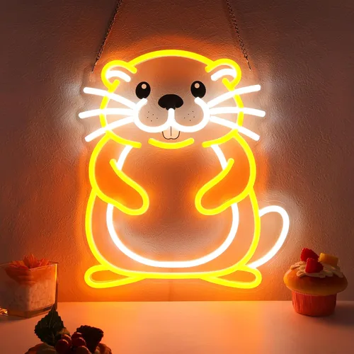 Miniatura 17 de CoolGift Mart Letrero de neón de lobo, luz LED regulable, decoración de pared de animales, regalo de Navidad, regalos de cumpleaños para niños