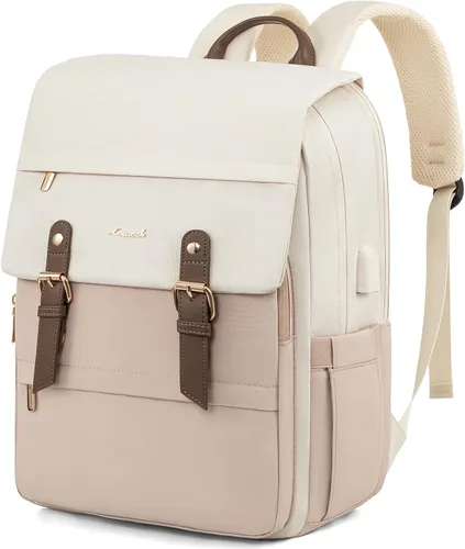 Miniatura 8 de LOVEVOOK Mochila para laptop para mujer, mochila de viaje vintage aprobada por aerolíneas de 15.6 pulgadas, mochila grande para computadora, mochila