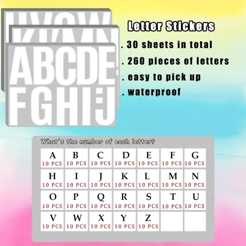 Miniatura 2 de Bemeol 340 piezas de 30 hojas de calcomanías de letras grandes de 4 pulgadas, calcomanías de letras del alfabeto autoadhesivas, calcomanías de Blanco