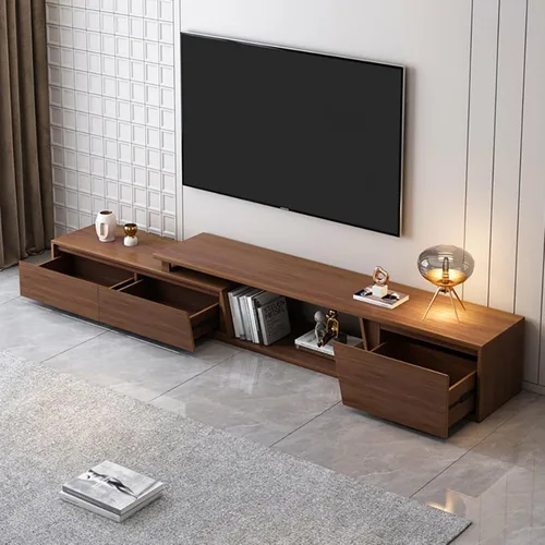 Miniatura 7 de homary Soporte de TV para sala de estar, consola de TV reversible extensible, centro de entretenimiento minimalista con 3 cajones, configuración
