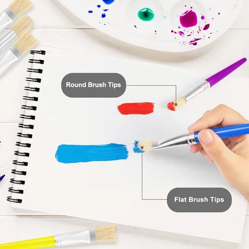 Miniatura 5 de Pinceles de pintura para niños, 8 piezas de pinceles de pintura gordita para niños, juego a granel para manualidades, pinceles de pintura lavables