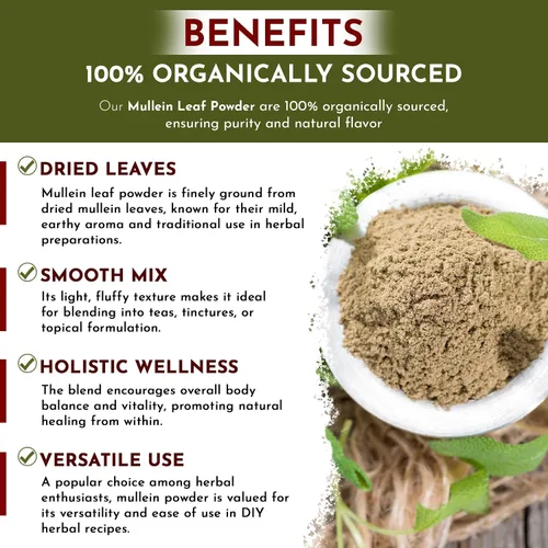 Miniatura 5 de ORGANIC WAY Polvo de hoja de gordolobo (Verbascum thapsus) – Cosecha silvestre europea Certificado orgánico y Kosher Vegano, sin OMG y sin