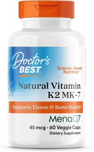 Doctor's Best Vitamina natural K2 MK-7 con MenaQ7 blanco sin sabor, 60 unidades