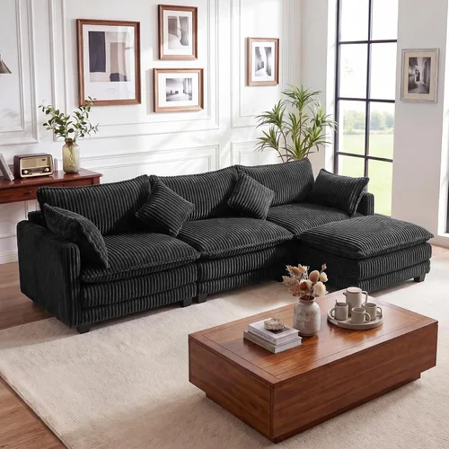 Miniatura 35 de Vesgantti Sofá de nube de 74 pulgadas para sala de estar, sofá modular de 2 plazas, sofá modular de pana de doble cojín, sofás pequeños de pana