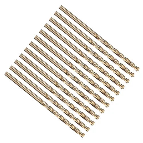 Miniatura 65 de PATIKIL Broca Jobber de 0.039 in, vástago recto M35 cobalto 5% acero de alta velocidad 135° acabado dorado para metal duro de acero inoxidable - 2