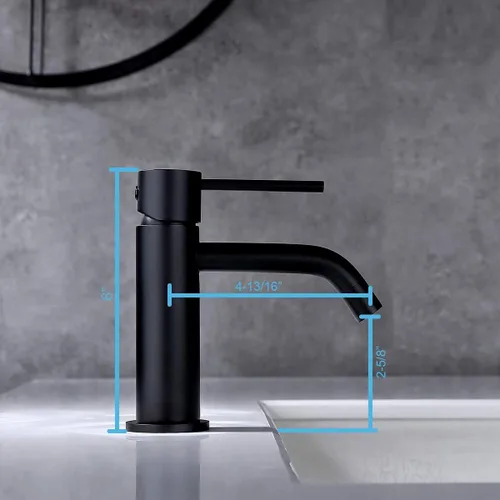 Miniatura 2 de Grifo de Baño Negro Mate de Un Solo Orificio con Ensamble de Drenaje Pop Up y Manguera de Suministro de Grifo, JXMMP Grifos de Lavatorio de Una Sola