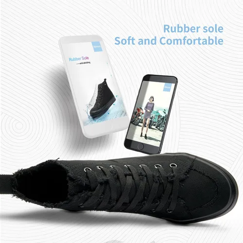 Miniatura 4 de Obtaom Zapatos de lona de alta calidad para mujer/hombre para jugar a media pantorrilla, zapatillas de deporte de moda casuales con cordones de alta
