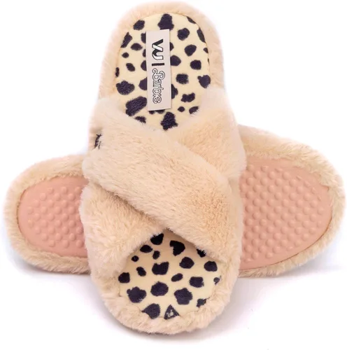 Miniatura 4 de Barbie Pantuflas para mujer con correa cruzada esponjosa para casa