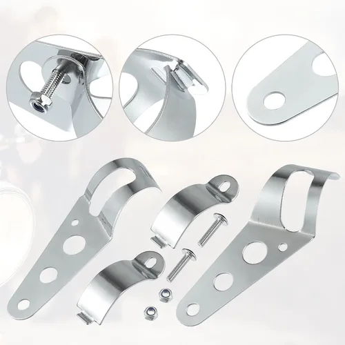 Miniatura 4 de ACROPIX Soportes universales para faros delanteros de motocicleta, abrazaderas de horquilla de 1.299 in a 1.693 in, tono plateado, paquete de 2