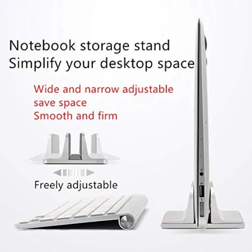 Miniatura 2 de Soporte vertical ajustable para laptop, soporte de escritorio ajustable para laptop, tamaño base ajustable compatible con portátiles