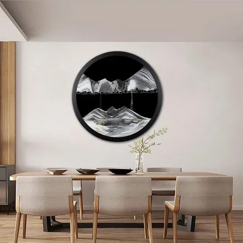 Miniatura 11 de Arte de arena en movimiento para montaje en pared, escultura giratoria de 17.3 pulgadas para montar en la pared, paisaje de arena de mar profundo