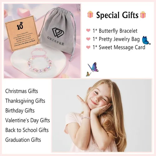 Miniatura 6 de ORISPRE Butterfly Bracelet for Girls, Gifts for 8 10 Year Old Girl Birthday Christmas
