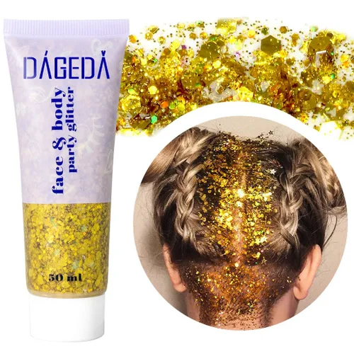 Miniatura 37 de DAGEDA Gel de purpurina corporal, lentejuelas de gel corporal con purpurina para la cara, sombra de ojos líquida, purpurina gruesa para cara, Sirena