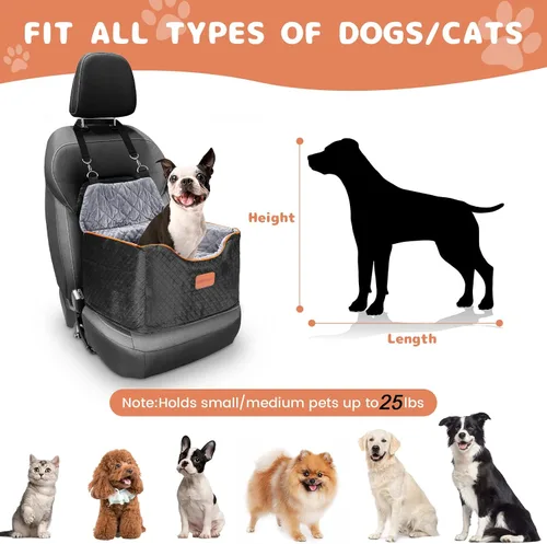 Miniatura 5 de AlfaTok Asiento de Coche para Perros de Espuma Viscoelástica con Funda Lavable y Desmontable, Asiento de Coche para Mascotas Elevado, Asientos