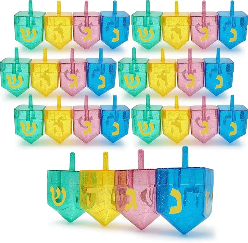 Miniatura 4 de Dreidel Company Hanukkah Dreidel rellenable, varios colores, se puede rellenar con gelt o chocolate (paquete de 12)