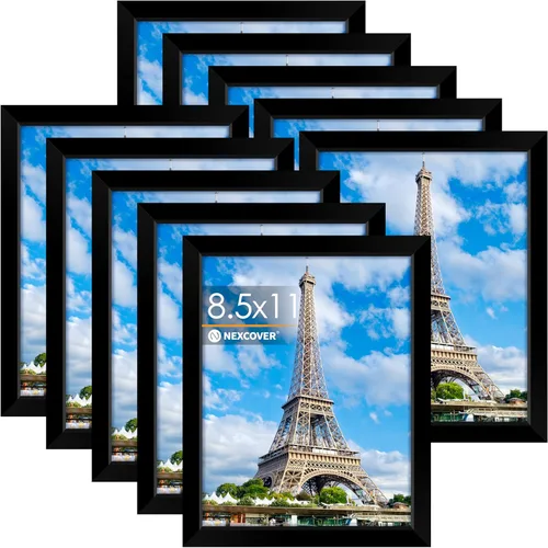 NEXCOVER Portarretratos de 8.5 x 11 pulgadas, color negro, 10 unidades, marcos de fotos de 8.5 x 11 pulgadas con plexiglás HD inastillable, marcos