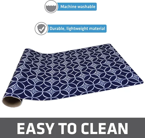 Miniatura 4 de Drymate Mantel individual con tazón para mascotas, tapete de alimentación de alimentos para perros y gatos, tela absorbente, parte trasera Índigo