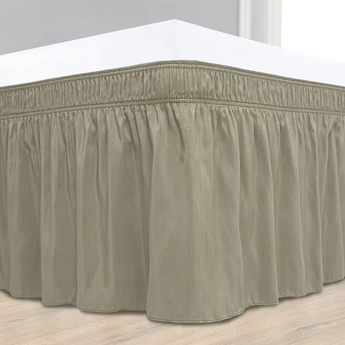 Miniatura 13 de Elegant Decor Falda de cama 100% algodón egipcio, falda de cama de lujo de 9 pulgadas, 650 hilos, volantes elásticos ajustables y resistentes a