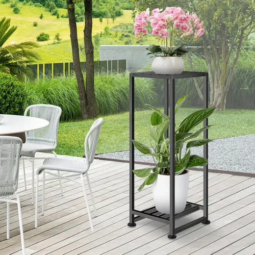 Miniatura 4 de LUBORN Soporte para Plantas de Interior y Exterior, Soportes de Plantas de Hierro Forjado de 2 Niveles Soporte Pedestal de Metal Resistente Soporte