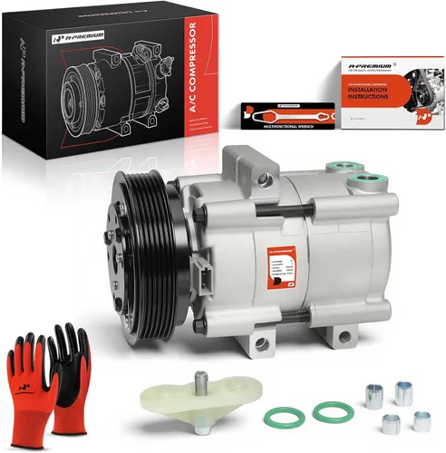 A-Premium Compresor de aire acondicionado con embrague compatible con Ford Focus 2003 2004 2005 2006 2007, estilo compresor FS10