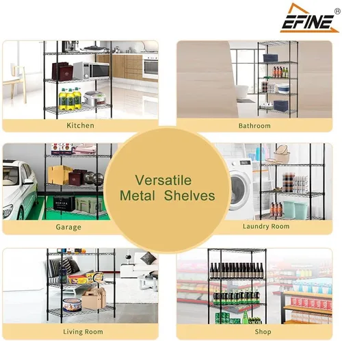 Miniatura 7 de EFINE - Estantería de 5 estantes con forros para estantes, ajustables, estantes de alambre de metal, capacidad de carga de 150 libras por estante