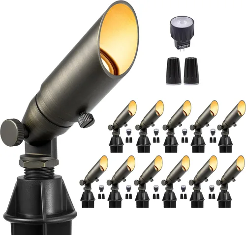 Miniatura 67 de Gardenreet Focos de paisaje de latón de bajo voltaje, luz LED para exteriores de 12 V, luces con cable IP65 impermeables, bronce antiguo