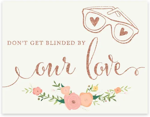 Miniatura 44 de Andaz Press Letreros de fiesta de boda, purpurina de oro rosa sintético con flores, 8.5 x 11 pulgadas, resalta tu versículo bíblico favorito