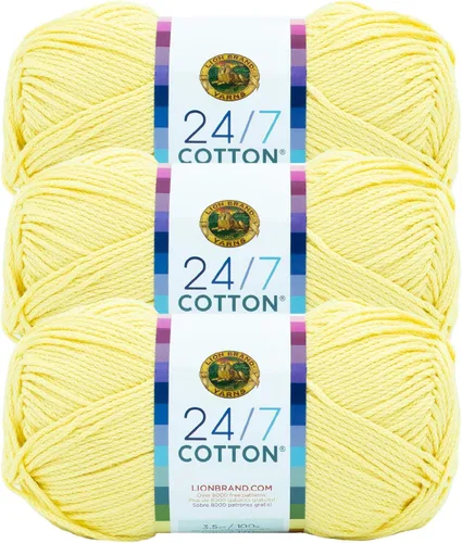 Miniatura 82 de Lion Brand Yarn, Hilo ligero mercerizado de algodón 24/7 para tejer, ganchillo y manualidades, Almirante, 1 paquete, 185 yardas de fibra natural