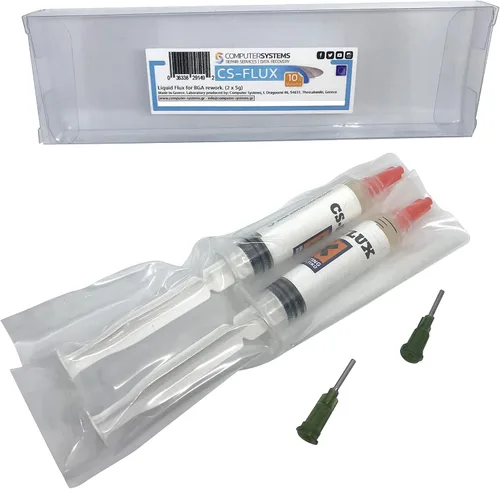 Miniatura 2 de CS-Flux 0.35 oz (2x5g) Flujo líquido libre de halógenos de baja viscosidad para reprocesamiento de componentes BGA, reflujo ideal para reparaciones