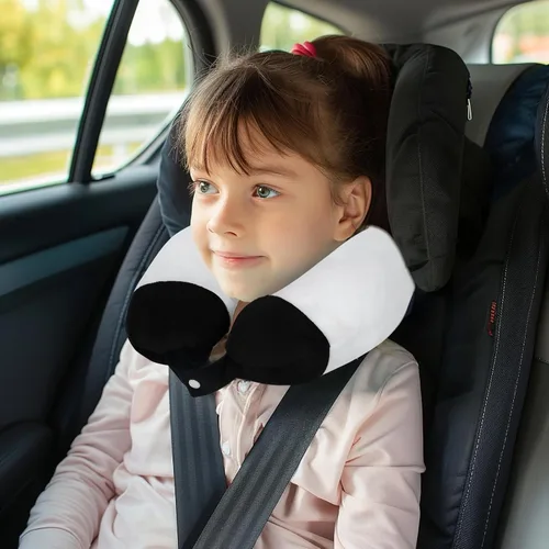 Miniatura 4 de H HOMEWINS Almohada de viaje para niños, linda almohada de cuello de animal para niños y niñas, almohada suave de soporte para cuello, cabeza