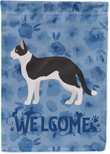 Miniatura 133 de Caroline's Treasures CK4813CHF - Bandera de bienvenida con gato abisinio azul, manga grande, para porche, para colgar en la pared, poliéster