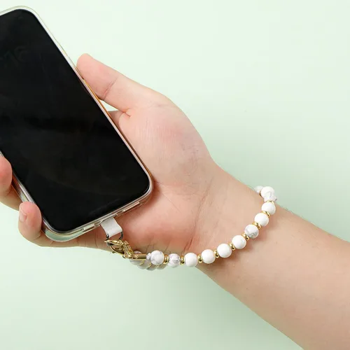 Miniatura 4 de Correa de teléfono con cuentas de mármol, cordón para teléfono celular con lengüeta de sujeción, cadena de teléfono, correa de muñeca manos libres