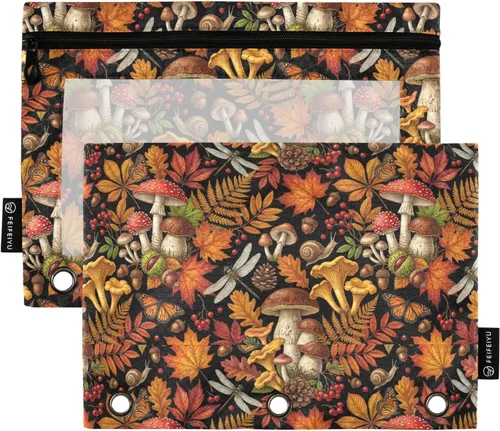 Miniatura 10 de Emelivor Estuche para lápices de cabeza de calabaza de Halloween para carpeta de 3 anillas, paquete de 2 carpetas con estuche para lápices
