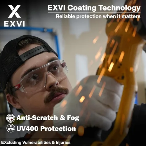 Miniatura 4 de Anteojos de seguridad SG100 ANSI Z87.1, antivaho y resistentes a los arañazos, protección UV400, ligeros, patillas ajustables, lentes