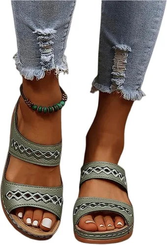 Miniatura 85 de Ladmiple Sandalias ortopédicas florales de moda 2023 con soporte de arco, zapatillas romanas casuales con puntera abierta