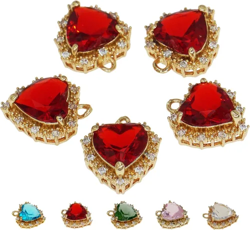 Miniatura 23 de Dijes de latón chapados en oro de circonita de cristal para hacer joyas, pulseras, collares, aretes, colgantes, suministros de manualidades