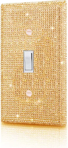 Miniatura 31 de Cubierta de interruptor de luz con brillantes diamantes de imitación azules, cubiertas decorativas de tomacorrientes, placa de pared doble Diamantes