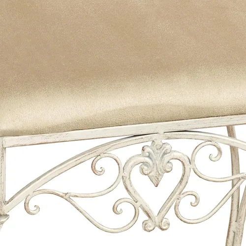 Miniatura 4 de Touch of Class Aldabella - Banco de tocador tapizado tradicional, color dorado cremoso, cojín de poliéster, metal hecho a mano, sillas