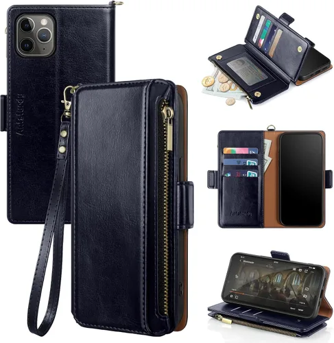 Miniatura 17 de Antsturdy Funda tipo cartera compatible con iPhone 11 Pro Max, funda de piel sintética con bloqueo RFID, funda para teléfono para mujeres y hombres