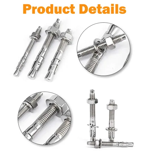 Miniatura 4 de Anclaje de hormigón de 1/2" x 2-3/4", anclaje de cuña de acero inoxidable 304 con excelente rendimiento antioxidante, kit de anclajes y tornillos