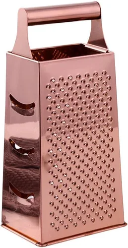 Miniatura 8 de IMIKEYA Rallador de queso de 4 caras de acero inoxidable con mango para verduras, jengibre, rebanada de cocina, trituradora de alimentos rosa Oro