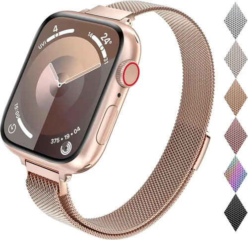 Correa de repuesto CTYBB para Apple Watch Series SE 7, 6, 5, 4, 3, 2, 1, medidas 1.49, 1.57, 1.61, 1.65, 1.73 y 1.77 pulgadas, acero inoxidable,