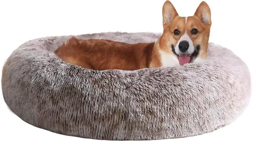 Miniatura 16 de JOLLYVOGUE - Cama para perros y gatos, cama relajante y antiestrés para mascotas y perros pequeños, cojín esponjoso en forma de dona para mascotas