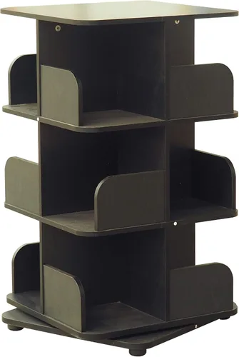 Miniatura 4 de Kings Brand Furniture - Estantería giratoria de 3 niveles, gabinete de almacenamiento multimedia, color negro