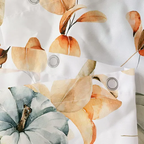Miniatura 7 de Sanzugh Cortina de ducha de calabaza otoñal, lindas cortinas de ducha de tela floral naranja con ganchos de 72 x 72 pulgadas, decoración de baño